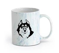 AYUEHBN cerámica Taza de Té de Cerámica Cabeza de animal de la tienda de mascotas de amigo perro husky （11oz/320ml） Para té, café, infusión caliente Azul mármol
