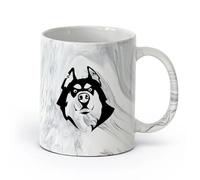 AYUEHBN cerámica Taza de Té de Cerámica Cabeza de animal de la tienda de mascotas de amigo perro husky （11oz/320ml） Para té, café, infusión caliente Negro mármol
