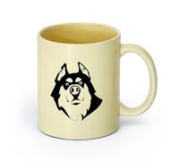 AYUEHBN cerámica Taza de Té de Cerámica Cabeza de animal de la tienda de mascotas de amigo perro husky （11oz/320ml） Para té, café, infusión caliente Beige