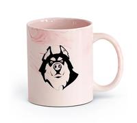 AYUEHBN cerámica Taza de Té de Cerámica Cabeza de animal de la tienda de mascotas de amigo perro husky （11oz/320ml） Para té, café, infusión caliente Rosa mármol