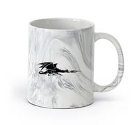 AYUEHBN cerámica Taza de Té de Cerámica Cuento de hadas de fantasía del dragón que escupe fuego （11oz/320ml） Café, té, latte, leche, cacao, zumo y otras bebidas calientes Negro mármol