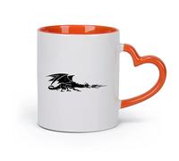 AYUEHBN cerámica Taza de Té de Cerámica Cuento de hadas de fantasía del dragón que escupe fuego （11oz/320ml） Café, té, latte, leche, cacao, zumo y otras bebidas calientes Naranja