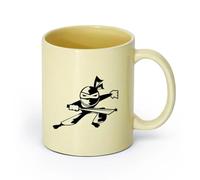 AYUEHBN cerámica Taza de Té de Cerámica Dibujos animados de un niño ninja guerrero asiático deportivo （11oz/320ml） Para Té, Café, Leche, Capuchino Beige