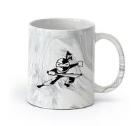 AYUEHBN cerámica Taza de Té de Cerámica Dibujos animados de un niño ninja guerrero asiático deportivo （11oz/320ml） Para Té, Café, Leche, Capuchino Negro mármol