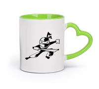 AYUEHBN cerámica Taza de Té de Cerámica Dibujos animados de un niño ninja guerrero asiático deportivo （11oz/320ml） Para Té, Café, Leche, Capuchino Verde