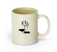 AYUEHBN cerámica Taza de Té de Cerámica Flor Sagrada del Loto, Símbolo Oriental del Budismo （11oz/320ml） Apto para lavavajillas y microondas, para la oficina y el hogar Amarillo claro