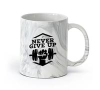 AYUEHBN cerámica Taza de Té de Cerámica Gimnasio Fitnesscenter Nunca te rindas Palabras motivacionales （11oz/320ml） Para té, chocolate caliente Negro mármol