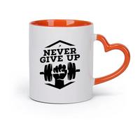 AYUEHBN cerámica Taza de Té de Cerámica Gimnasio Fitnesscenter Nunca te rindas Palabras motivacionales （11oz/320ml） Para té, chocolate caliente Naranja