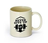 AYUEHBN cerámica Taza de Té de Cerámica Gimnasio Fitnesscenter Nunca te rindas Palabras motivacionales （11oz/320ml） Para té, chocolate caliente Amarillo claro