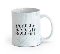 AYUEHBN cerámica Taza de Té de Cerámica Juego de siluetas de jugadores de béisbol, gimnasia para niños （11oz/320ml） Para Té, Café, Leche, Capuchino Azul mármol