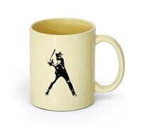 AYUEHBN cerámica Taza de Té de Cerámica Jugador de béisbol, bate, pelota deportiva, aficionado （11oz/320ml） Café, té, latte, leche, cacao, zumo y otras bebidas calientes Beige