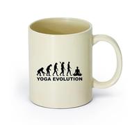AYUEHBN cerámica Taza de Té de Cerámica Logotipo divertido de yoga sobre la evolución humana （11oz/320ml） Elegante y duradero: apto para microondas y lavavajillas Amarillo claro