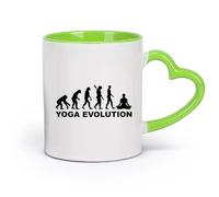 AYUEHBN cerámica Taza de Té de Cerámica Logotipo divertido de yoga sobre la evolución humana （11oz/320ml） Elegante y duradero: apto para microondas y lavavajillas Verde