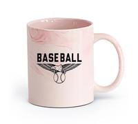 AYUEHBN cerámica Taza de Té de Cerámica Mascota del águila de la pelota del aficionado al béisbol （11oz/320ml） Tazas de cerámica para el hogar o el trabajo Rosa mármol