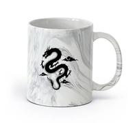 AYUEHBN cerámica Taza de Té de Cerámica Mito de la silueta del dragón chino volador al estilo asiático （11oz/320ml） Para café, avena, té, fácil de limpiar Negro mármol
