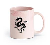 AYUEHBN cerámica Taza de Té de Cerámica Mito de la silueta del dragón chino volador al estilo asiático （11oz/320ml） Para café, avena, té, fácil de limpiar Rosa mármol