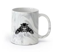 AYUEHBN cerámica Taza de Té de Cerámica Pantera salvaje malvada ataca a un animal depredador （11oz/320ml） Ideal para el hogar, la oficina, cafeterías, ideas de regalo Negro mármol