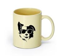 AYUEHBN cerámica Taza de té Gafas de sol geniales para mascotas con forma de perro y cabeza de animal （11oz/320ml） Para leche, té, cola y agua Beige