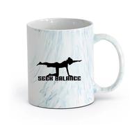 AYUEHBN cerámica Taza de té latte de porcelana Busca el equilibrio Mantente en forma Estilo de vida Deporte （11oz/320ml） Restaurante, oficina Azul mármol