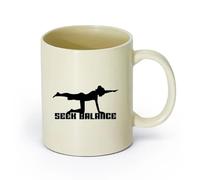 AYUEHBN cerámica Taza de té latte de porcelana Busca el equilibrio Mantente en forma Estilo de vida Deporte （11oz/320ml） Restaurante, oficina Amarillo claro