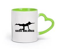 AYUEHBN cerámica Taza de té latte de porcelana Busca el equilibrio Mantente en forma Estilo de vida Deporte （11oz/320ml） Restaurante, oficina Verde