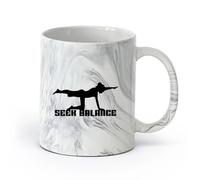 AYUEHBN cerámica Taza de té latte de porcelana Busca el equilibrio Mantente en forma Estilo de vida Deporte （11oz/320ml） Restaurante, oficina Negro mármol