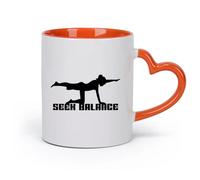 AYUEHBN cerámica Taza de té latte de porcelana Busca el equilibrio Mantente en forma Estilo de vida Deporte （11oz/320ml） Restaurante, oficina Naranja