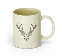 AYUEHBN cerámica Taza de té latte de porcelana Ciervo Animal Reno Tribal Caza Garaje Hombre Cueva （11oz/320ml） Ideal para el hogar, la oficina, cafeterías, ideas de regalo Amarillo claro