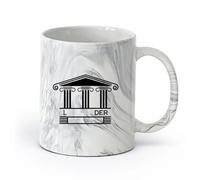 AYUEHBN cerámica Taza de té latte de porcelana Emblema de abogado Oficina del Tribunal de Ley y Orden （11oz/320ml） Para té, café y bebidas calientes Negro mármol