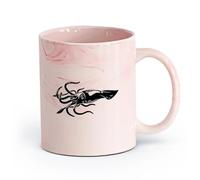 AYUEHBN cerámica Taza de té latte de porcelana Pesca de calamares gigantes Bestia marina Alimento animal （11oz/320ml） Ideal para usar en casa y la oficina Rosa mármol