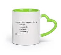 AYUEHBN cerámica Taza de té latte de porcelana Programador Codificador Estilo de vida Geek Código （11oz/320ml） Café, té, latte, leche, cacao, zumo y otras bebidas calientes Verde