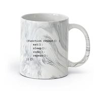 AYUEHBN cerámica Taza de té latte de porcelana Programador Codificador Estilo de vida Geek Código （11oz/320ml） Café, té, latte, leche, cacao, zumo y otras bebidas calientes Negro mármol