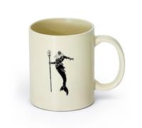 AYUEHBN cerámica Taza de té latte de porcelana Tridente náutico marino de fantasía de Dios Poseidón （11oz/320ml） Tazas de cerámica para el hogar o el trabajo Amarillo claro