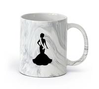 AYUEHBN cerámica Taza de té latte de porcelana Vestido de noche de la señorita Belleza Corona Reina Dama （11oz/320ml） Para Té, Café, Leche, Capuchino Negro mármol