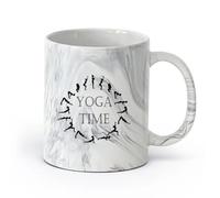 AYUEHBN cerámica Taza de té latte de porcelana Yoga Pose Time Meditation Studio Word Logo Sickers （11oz/320ml） Taza de cerámica para capuchino, té, leche Negro mármol