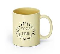 AYUEHBN cerámica Taza de té latte de porcelana Yoga Pose Time Meditation Studio Word Logo Sickers （11oz/320ml） Taza de cerámica para capuchino, té, leche Beige