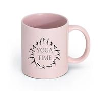 AYUEHBN cerámica Taza de té latte de porcelana Yoga Pose Time Meditation Studio Word Logo Sickers （11oz/320ml） Taza de cerámica para capuchino, té, leche Rosa