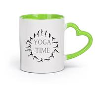 AYUEHBN cerámica Taza de té latte de porcelana Yoga Pose Time Meditation Studio Word Logo Sickers （11oz/320ml） Taza de cerámica para capuchino, té, leche Verde