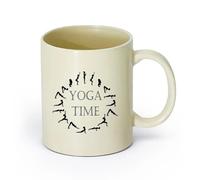 AYUEHBN cerámica Taza de té latte de porcelana Yoga Pose Time Meditation Studio Word Logo Sickers （11oz/320ml） Taza de cerámica para capuchino, té, leche Amarillo claro
