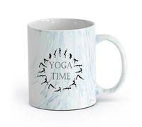 AYUEHBN cerámica Taza de té latte de porcelana Yoga Pose Time Meditation Studio Word Logo Sickers （11oz/320ml） Taza de cerámica para capuchino, té, leche Azul mármol