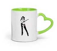 AYUEHBN cerámica Taza de té Mujer del salvaje oeste texano Vaquera Pistola Atractivo sexual Mujeres Sombrero （11oz/320ml） Para el hogar o el trabajo Verde