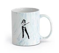 AYUEHBN cerámica Taza de té Mujer del salvaje oeste texano Vaquera Pistola Atractivo sexual Mujeres Sombrero （11oz/320ml） Para el hogar o el trabajo Azul mármol