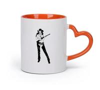 AYUEHBN cerámica Taza de té Mujer del salvaje oeste texano Vaquera Pistola Atractivo sexual Mujeres Sombrero （11oz/320ml） Para el hogar o el trabajo Naranja