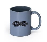 AYUEHBN cerámica Taza de té o café original Adorno celta con cabeza de lobo, animal depredador （11oz/320ml） Elegante y duradero: apto para microondas y lavavajillas Gris azulado