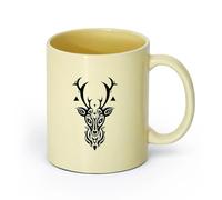 AYUEHBN cerámica Taza de té o café original Cabeza de ciervo de bosque animal de estilo gótico （11oz/320ml） Cappuccino, Latte Macchiato, té, espresso Beige