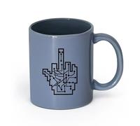 AYUEHBN cerámica Taza de té o café original Chip Wichser Dedo medio Stinkefinger Vete a la mierda （11oz/320ml） Elegante y duradero: apto para microondas y lavavajillas Gris azulado