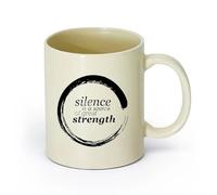 AYUEHBN cerámica Taza de té o café original Citas de Buda Enso: El silencio es una fuente de gran fortaleza （11oz/320ml） Para espresso, juego de té Amarillo claro