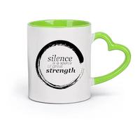 AYUEHBN cerámica Taza de té o café original Citas de Buda Enso: El silencio es una fuente de gran fortaleza （11oz/320ml） Para espresso, juego de té Verde