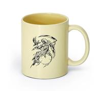 AYUEHBN cerámica Taza de té o café original Estilo gótico Muerte con guadaña Horror Cráneo Cuervo （11oz/320ml） Café, té, latte, leche, cacao, zumo y otras bebidas calientes Beige