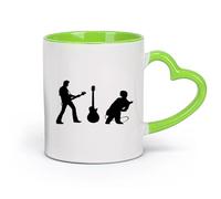 AYUEHBN cerámica Taza de té o café original Estrellas de rock Guitarra Música Concierto Instrumento musical （11oz/320ml） Bonito Verde
